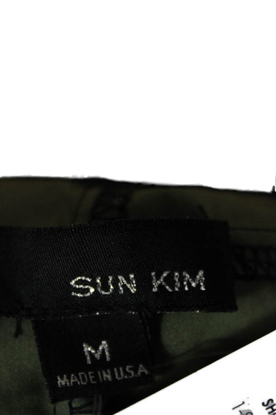 Sun Kim Women Blouse Sleeveless Black Button Polyester Round Neck Size XS