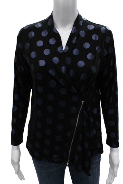 Comfy U.S.A. Womens Tunic Black V-Neck Long Sleeve Zip Size XS