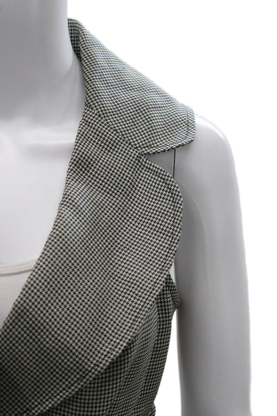 Charles Chang-Lima Womens Linen Check Collared Sleeveless Blouse Tie Size 2