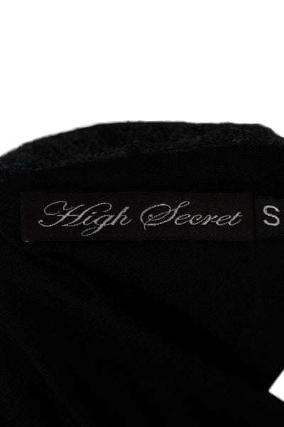 High Secret Women Cardigan Blue Acrylic Herringbone Collared Long Sleeve Size S