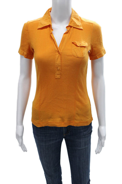 Escada Sport Women Orange Cotton Short Sleeve Collared Button Polo Size XS