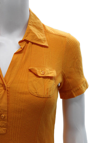 Escada Sport Women Orange Cotton Short Sleeve Collared Button Polo Size XS