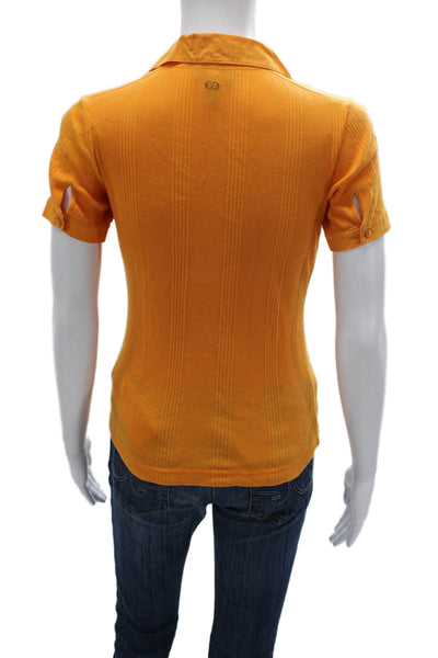Escada Sport Women Orange Cotton Short Sleeve Collared Button Polo Size XS