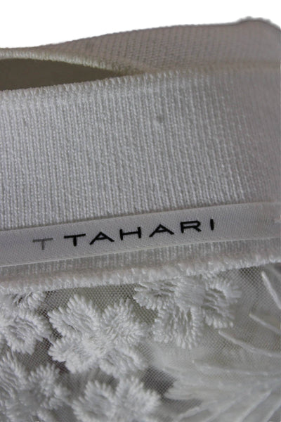 T Tahari Women Bomber Jacket White Floral Zip Polyester Long Sleeve Size S