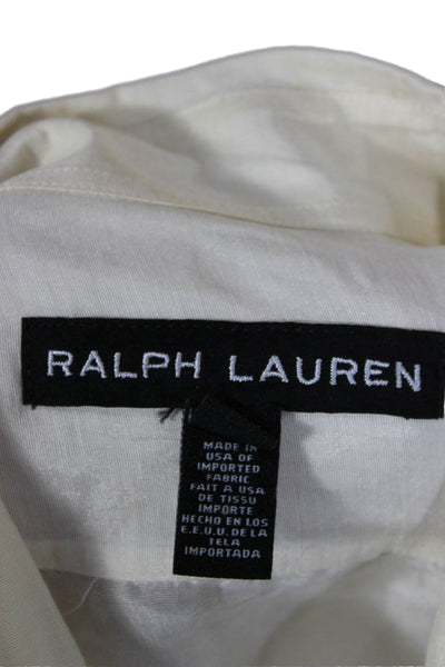 Ralph Lauren Black Label Women Ivory Cotton Button-Up Long Sleeve Size 4