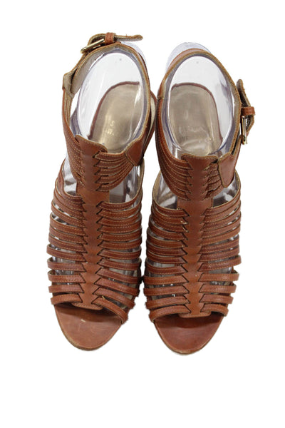 Stuart Weitzman Womens Leather Strappy Slingbacks Sandals Brown Size 6.5 Medium