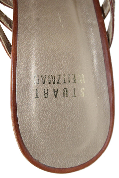 Stuart Weitzman Womens Leather Strappy Slingbacks Sandals Brown Size 6.5 Medium