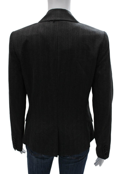 Theory Womens Wool Pinstripe Blazer Gray Button Size 8
