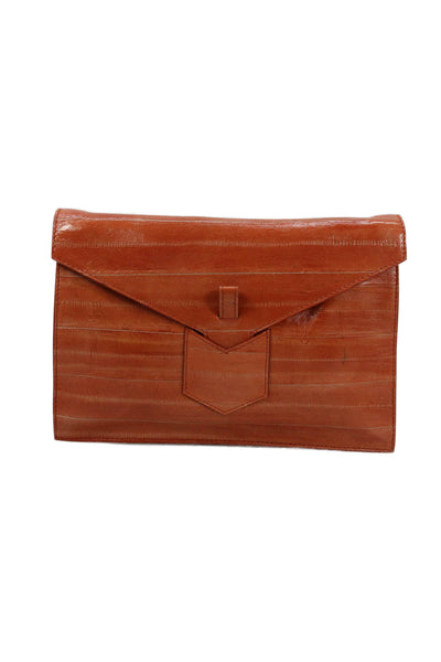 Yves Saint Laurent Womens Medium Eel Skin Y Envelope Clutch Handbag Brown