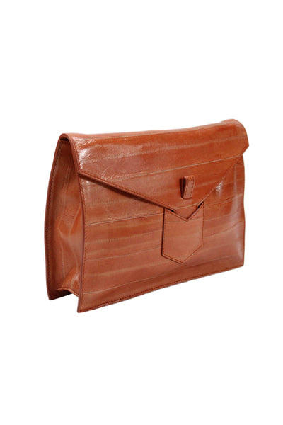 Yves Saint Laurent Womens Medium Eel Skin Y Envelope Clutch Handbag Brown