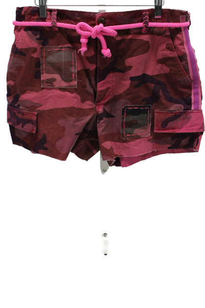Riley Women Pink Camouflage Cotton Cargo Shorts Size M