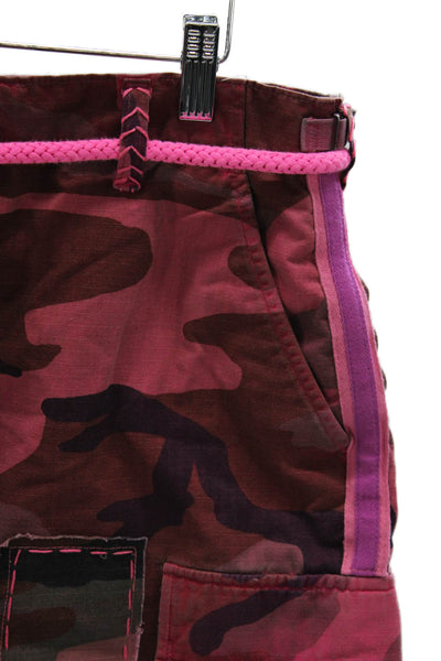 Riley Women Pink Camouflage Cotton Cargo Shorts Size M