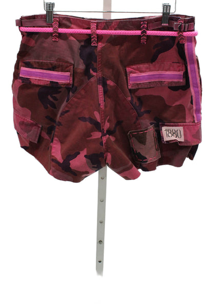Riley Women Pink Camouflage Cotton Cargo Shorts Size M