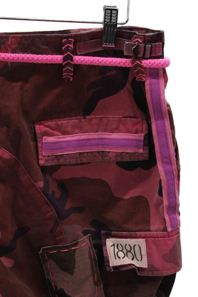 Riley Women Pink Camouflage Cotton Cargo Shorts Size M