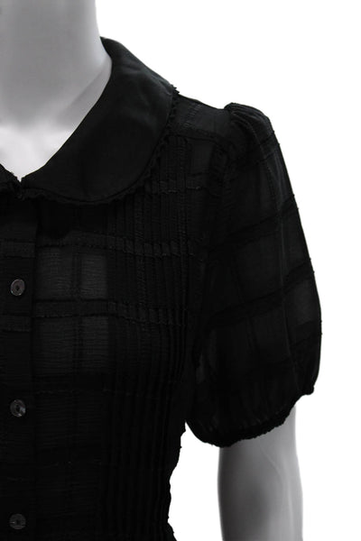 Heartloom Women Basic Collared Check Button Short Sleeve Blouse Size M