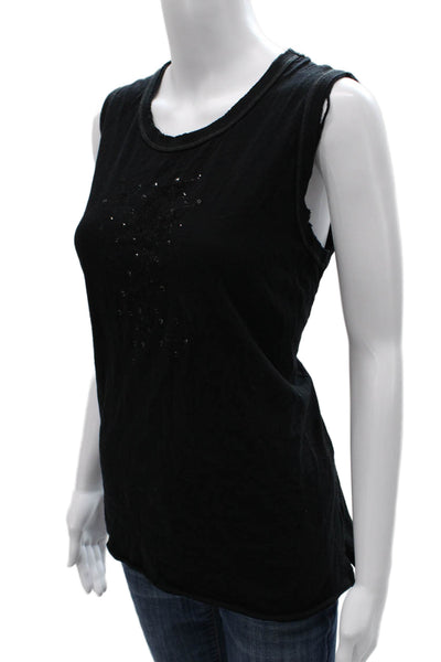 Unsweetened Womens Basic Scoop Neck Cotton Sleeveless Tank Black Size S