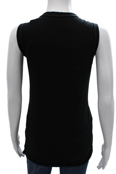 Unsweetened Womens Basic Scoop Neck Cotton Sleeveless Tank Black Size S