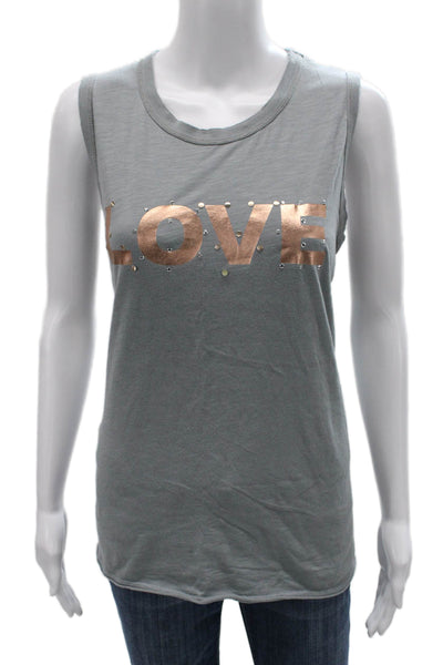 Unsweetened Womens Basic Gray Cotton Tank Sleeveless Round Neck Size S