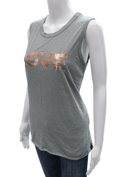 Unsweetened Womens Basic Gray Cotton Tank Sleeveless Round Neck Size S