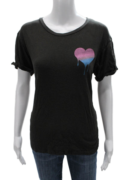 Chaser Womens Basic Gray Cotton Crew Neck Short Sleeve T-Shirt Size M