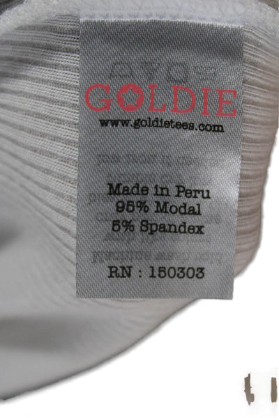 Goldie Women Basic Modal Round Neck 3/4 Sleeve T-Shirt White Size L