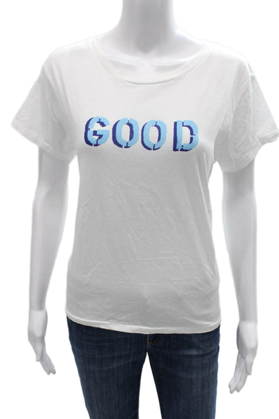 Kerri Rosenthal Women Basic Cotton Crew Neck Short Sleeve T-Shirt White Size M