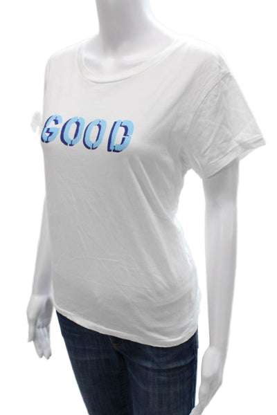 Kerri Rosenthal Women Basic Cotton Crew Neck Short Sleeve T-Shirt White Size M