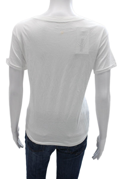 Kerri Rosenthal Women Basic Cotton Crew Neck Short Sleeve T-Shirt White Size M