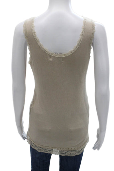 Etincelle Women Sleeveless Scoop Neck Viscose Tank Camisole Beige Size 2