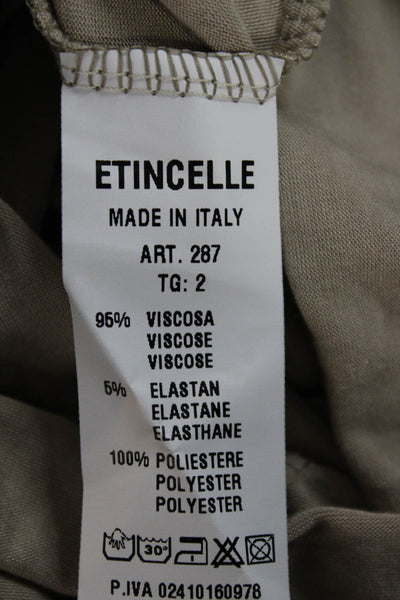 Etincelle Women Sleeveless Scoop Neck Viscose Tank Camisole Beige Size 2