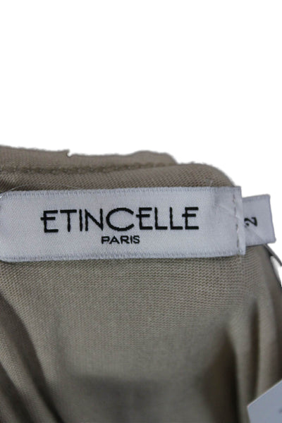 Etincelle Women Sleeveless Scoop Neck Viscose Tank Camisole Beige Size 2