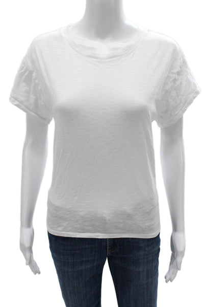 Z Supply Women Basic White Cotton Crew Neck Short Sleeve T-Shirt Size L