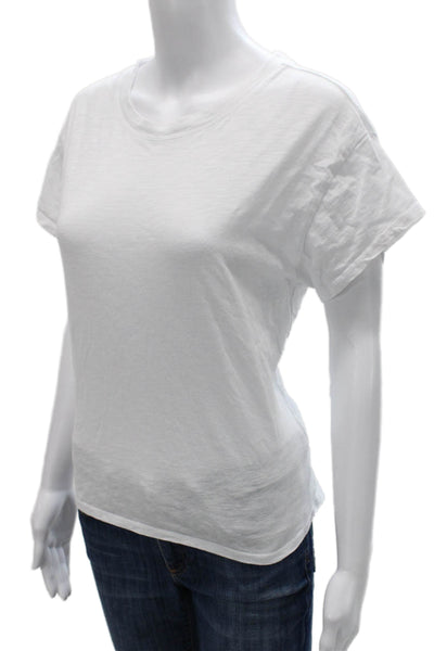 Z Supply Women Basic White Cotton Crew Neck Short Sleeve T-Shirt Size L