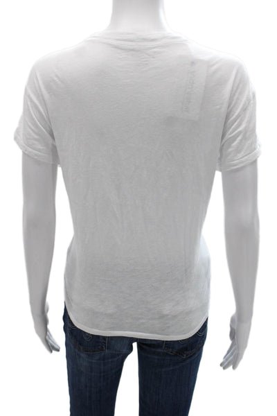 Z Supply Women Basic White Cotton Crew Neck Short Sleeve T-Shirt Size L