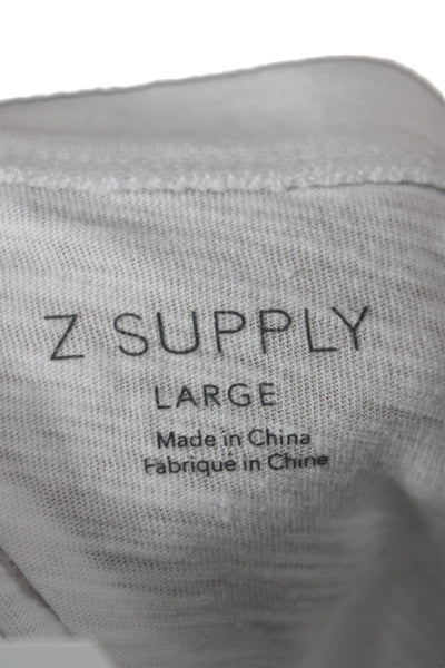 Z Supply Women Basic White Cotton Crew Neck Short Sleeve T-Shirt Size L