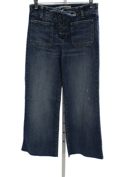 Nili Lotan Women Wide-Leg Blue Jeans Size 27