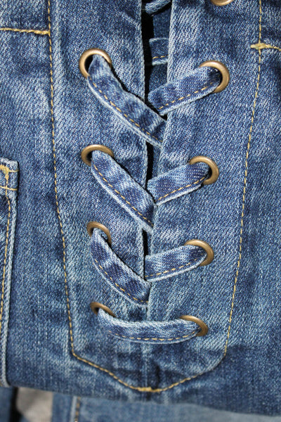 Nili Lotan Women Wide-Leg Blue Jeans Size 27