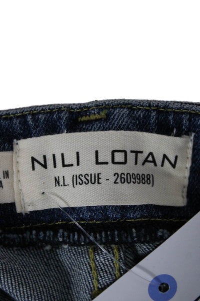 Nili Lotan Women Wide-Leg Blue Jeans Size 27