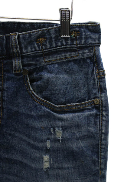 R13 Unisex Boyfriend Jeans Blue High Rise Cotton Blend Size 29