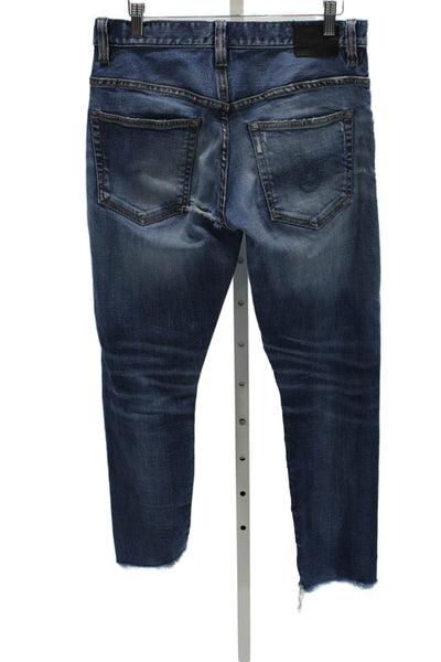 R13 Unisex Boyfriend Jeans Blue High Rise Cotton Blend Size 29