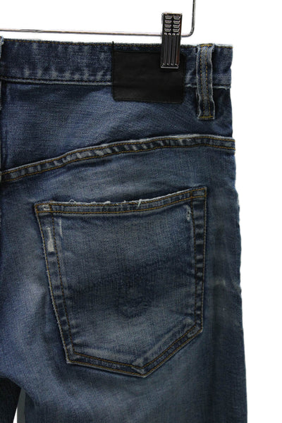 R13 Unisex Boyfriend Jeans Blue High Rise Cotton Blend Size 29