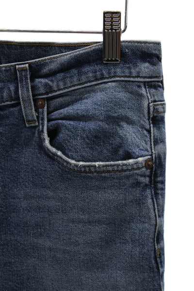 Agolde Womens Straight Jeans Blue High Rise Cotton Button Inseam 28 Size 27