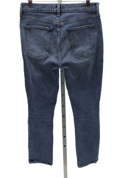 Agolde Womens Straight Jeans Blue High Rise Cotton Button Inseam 28 Size 27