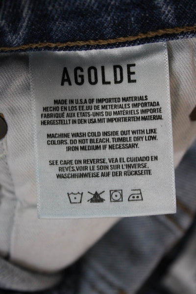 Agolde Womens Straight Jeans Blue High Rise Cotton Button Inseam 28 Size 27