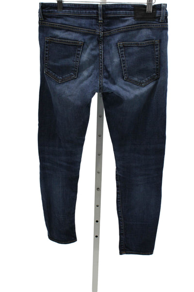R13 Womens Blue Skinny Jeans Mid Rise Cotton Blend Button Fly Size 26