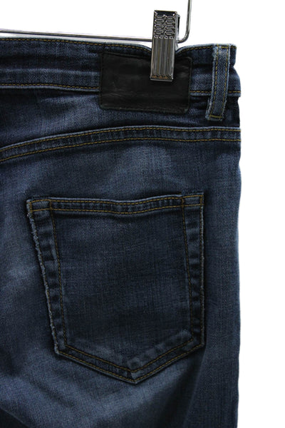 R13 Womens Blue Skinny Jeans Mid Rise Cotton Blend Button Fly Size 26