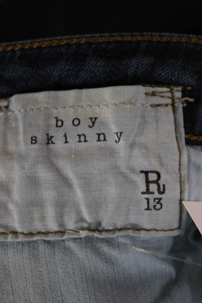 R13 Womens Blue Skinny Jeans Mid Rise Cotton Blend Button Fly Size 26