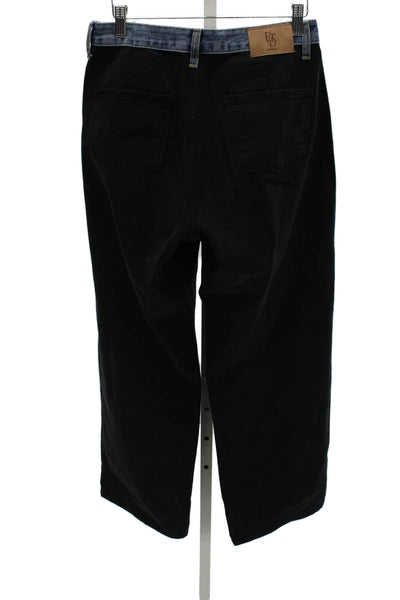 Edition Womens Straight Black High Rise Cotton Jeans Button Inseam 30 Size XS