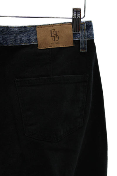 Edition Womens Straight Black High Rise Cotton Jeans Button Inseam 30 Size XS