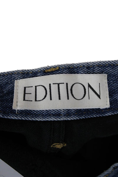 Edition Womens Straight Black High Rise Cotton Jeans Button Inseam 30 Size XS